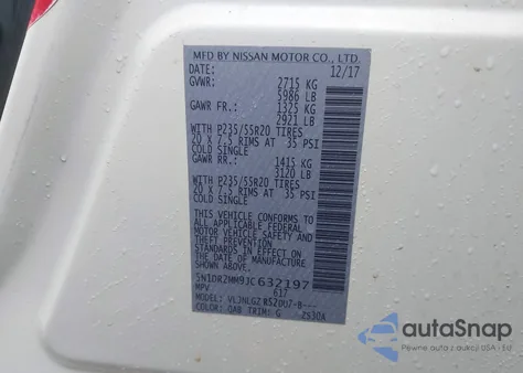 2018 Nissan Pathfinder Sl z USA, uszkodzony, nr VIN 5N1DR2MM9JC632197